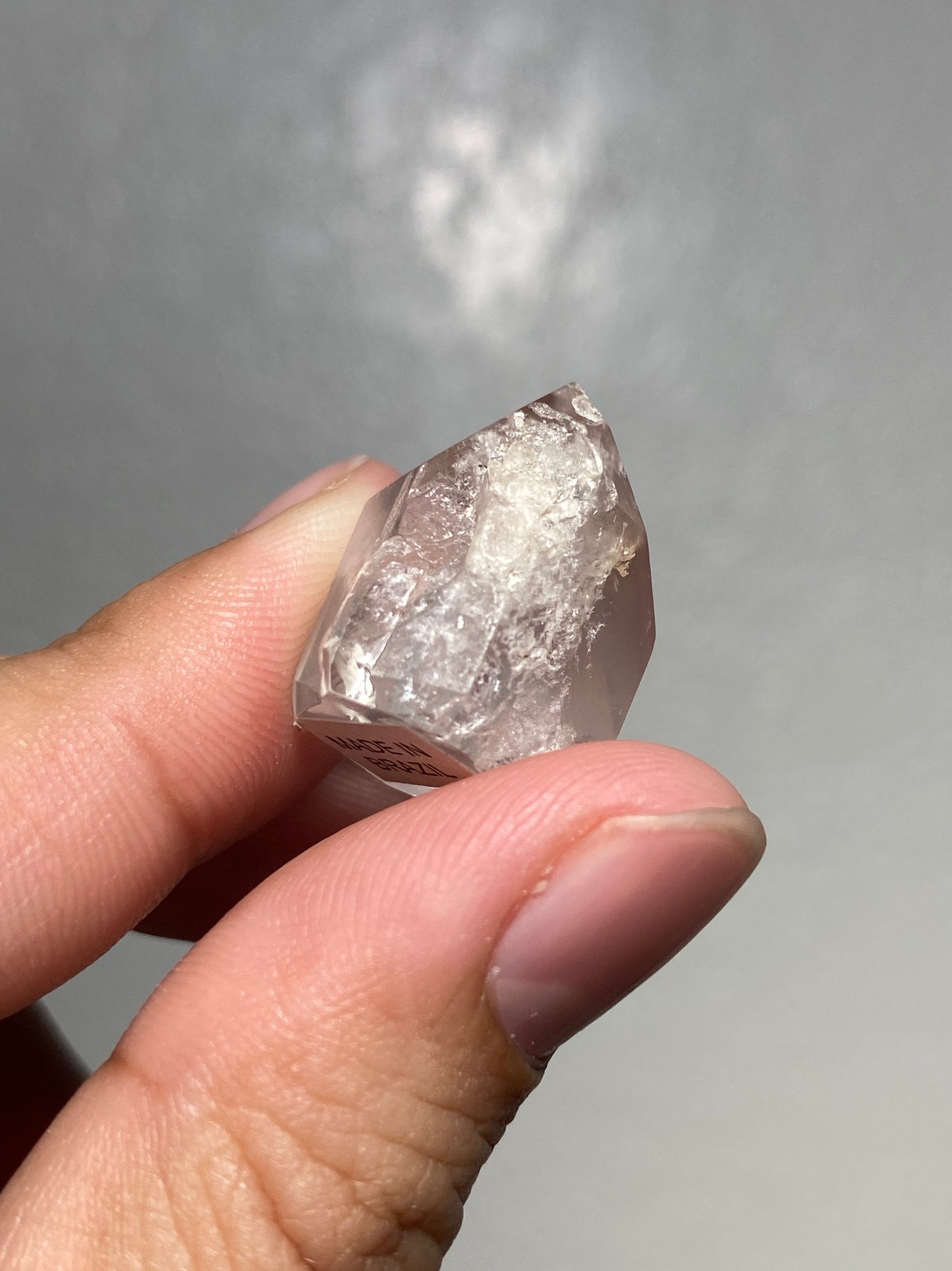 Healed Lithium Quartz Point with Iron