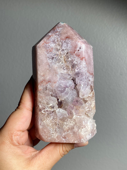 Pink Amethyst Point with Quartz and Amethyst