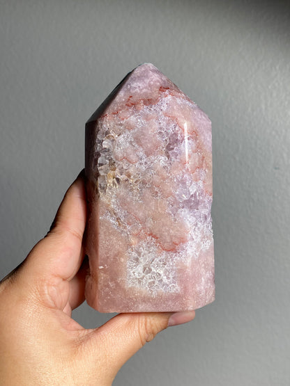 Pink Amethyst Point with Quartz and Amethyst