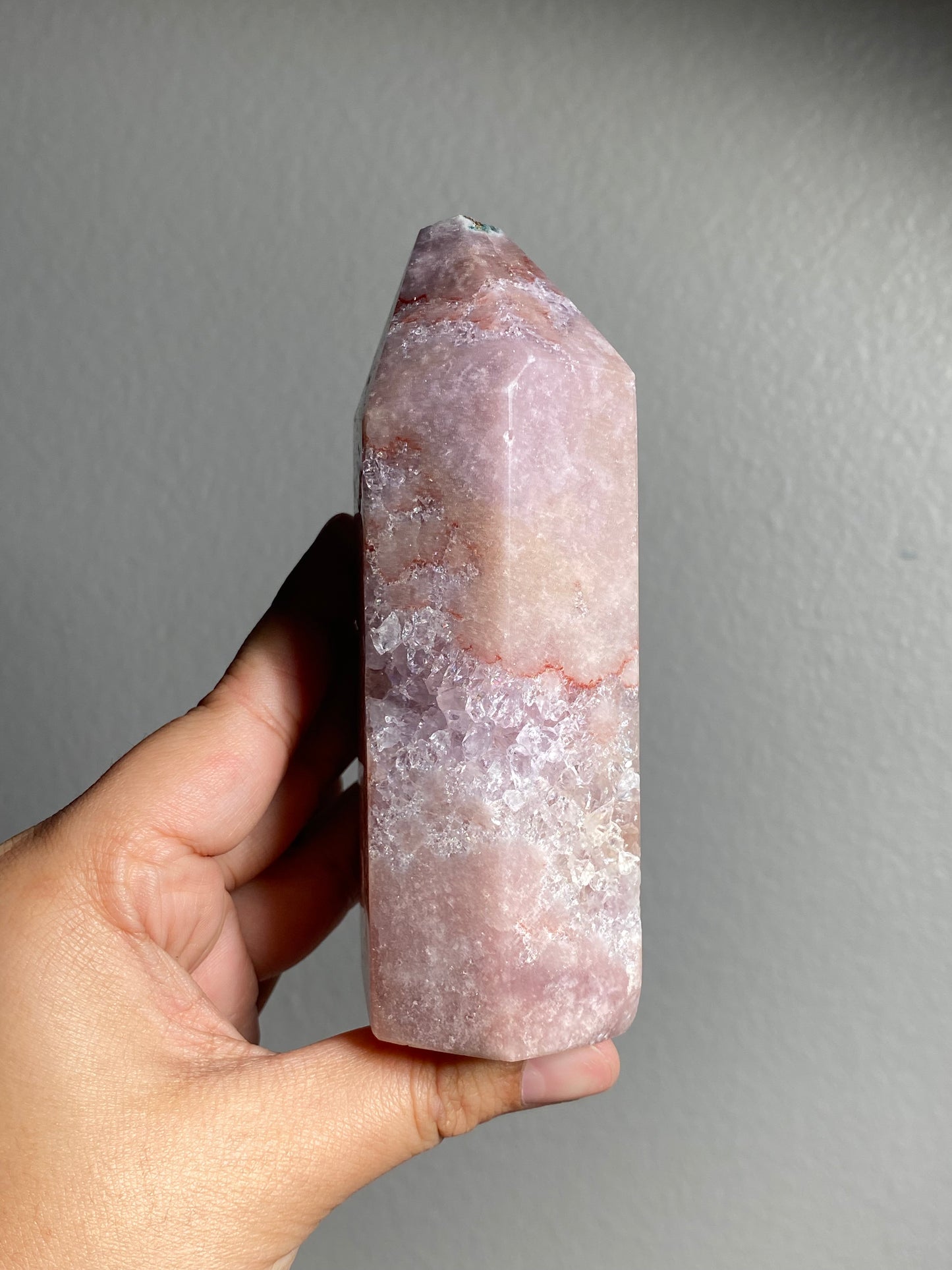 Pink Amethyst Point with Quartz and Amethyst