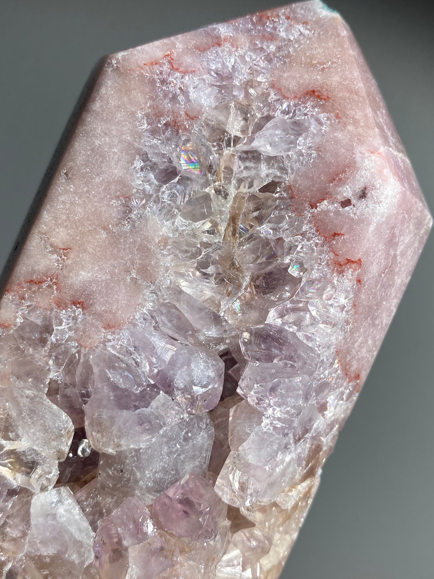 Pink Amethyst Point with Quartz and Amethyst