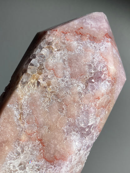 Pink Amethyst Point with Quartz and Amethyst