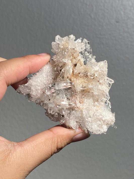 Pink Colombian Lemurian Cluster with Clinochlore