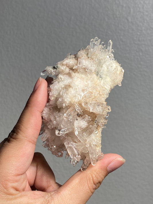 Pink Colombian Lemurian Cluster with Clinochlore