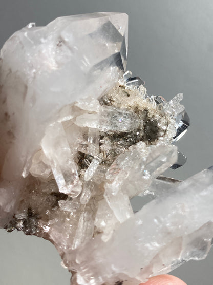 Pink Colombian Lemurian Cluster with Clinochlore