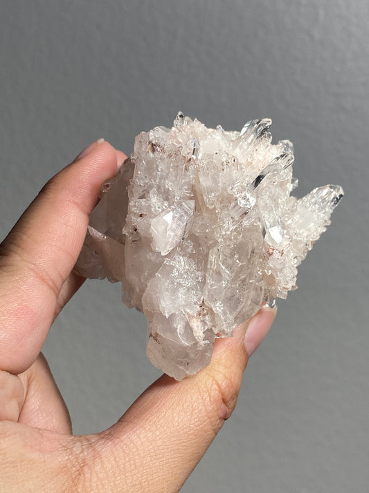 Pink Colombian Lemurian Cluster with Clinochlore