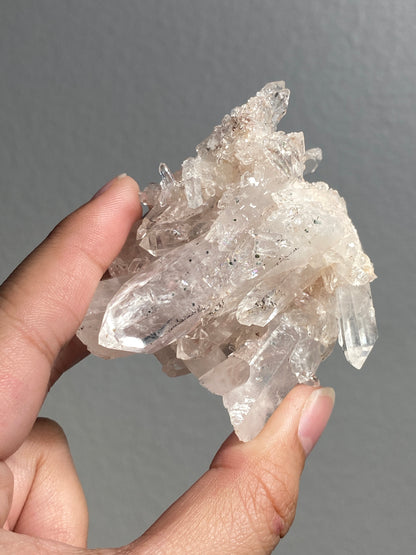 Pink Colombian Lemurian Cluster with Clinochlore