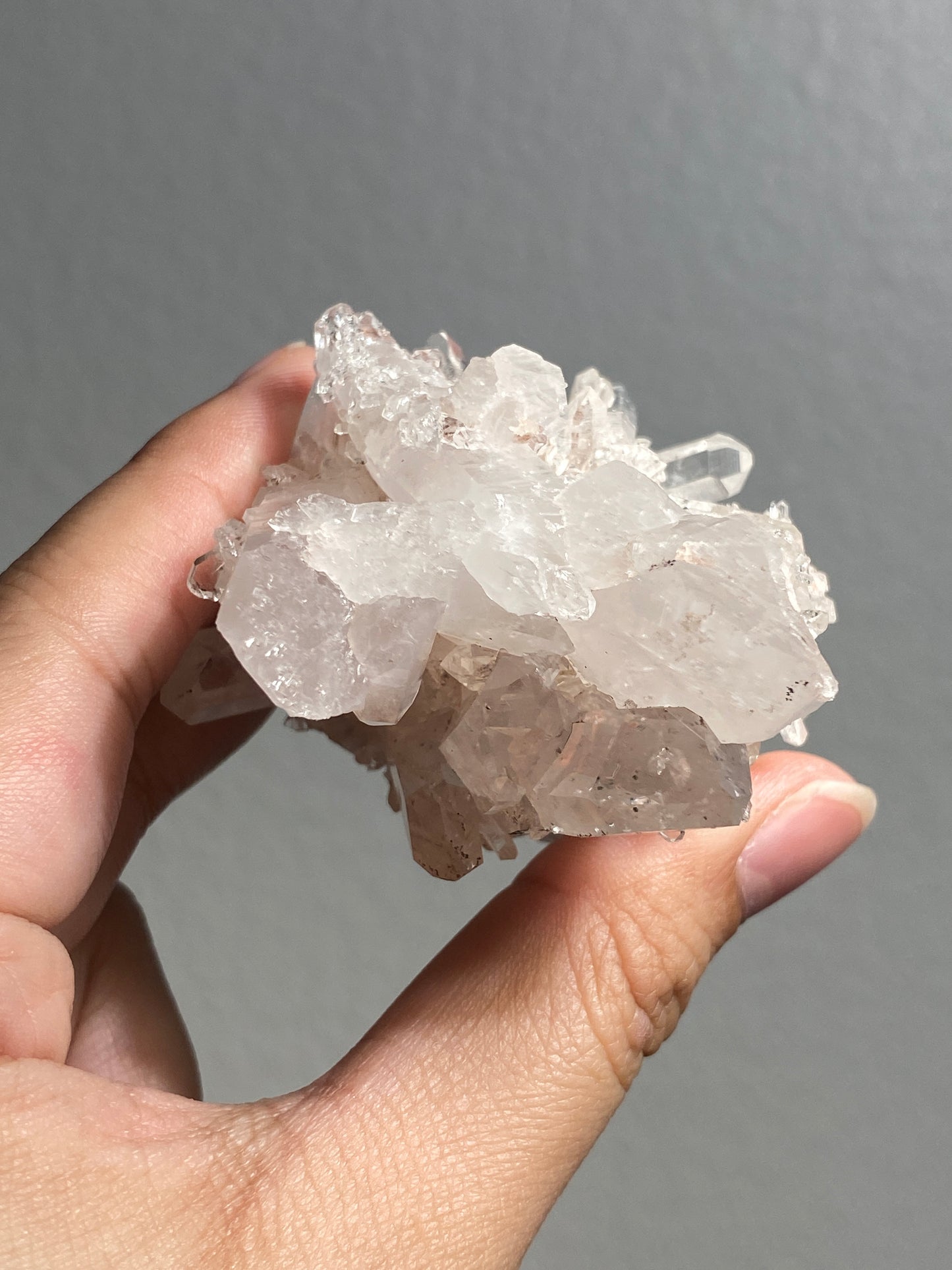 Pink Colombian Lemurian Cluster with Clinochlore