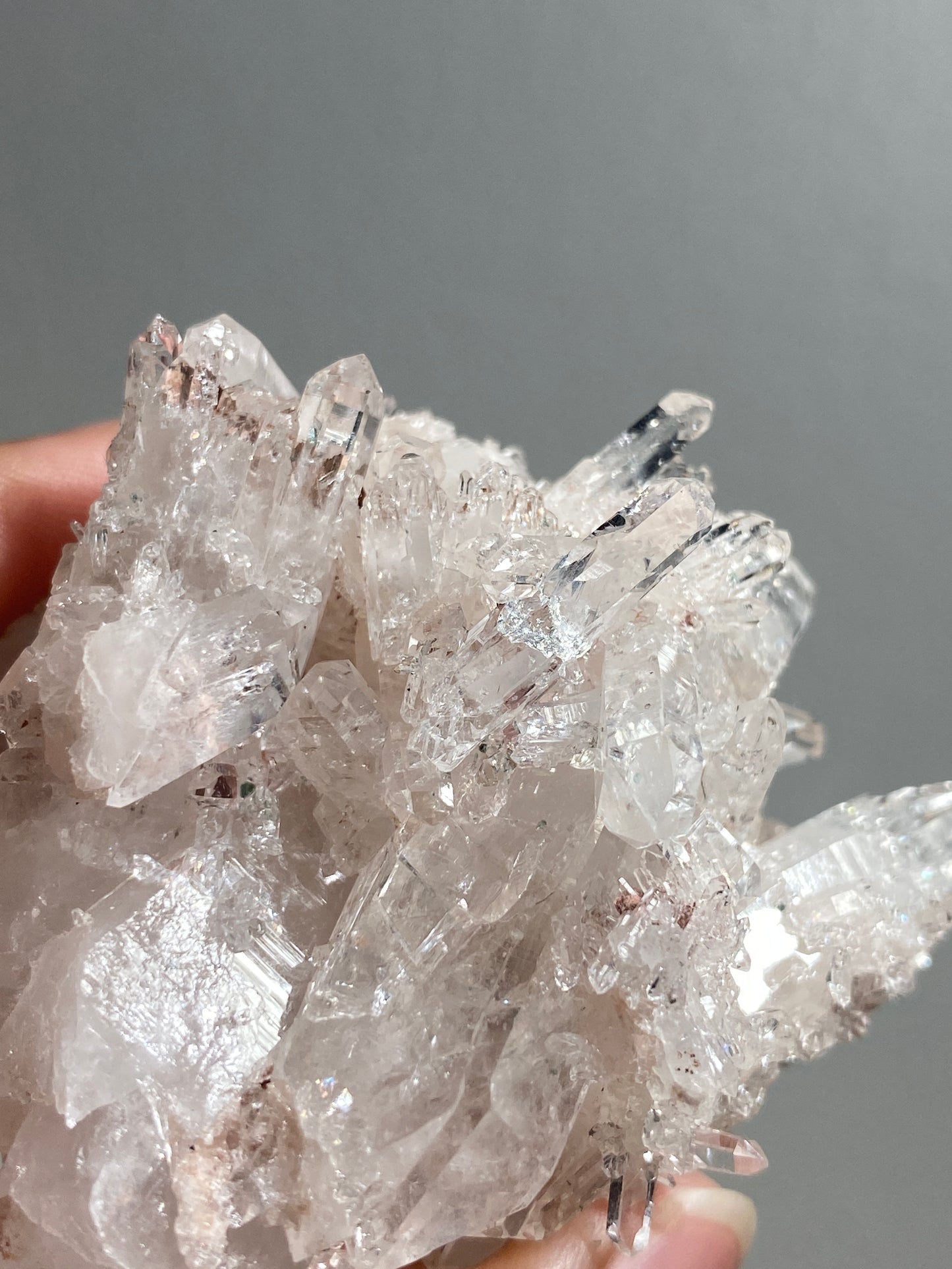 Pink Colombian Lemurian Cluster with Clinochlore