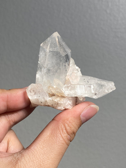 Pink Colombian Lemurian Cluster with Clinochlore