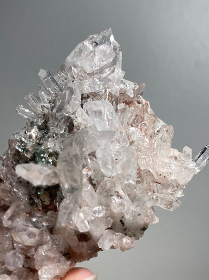 Pink Colombian Lemurian Cluster with Clinochlore