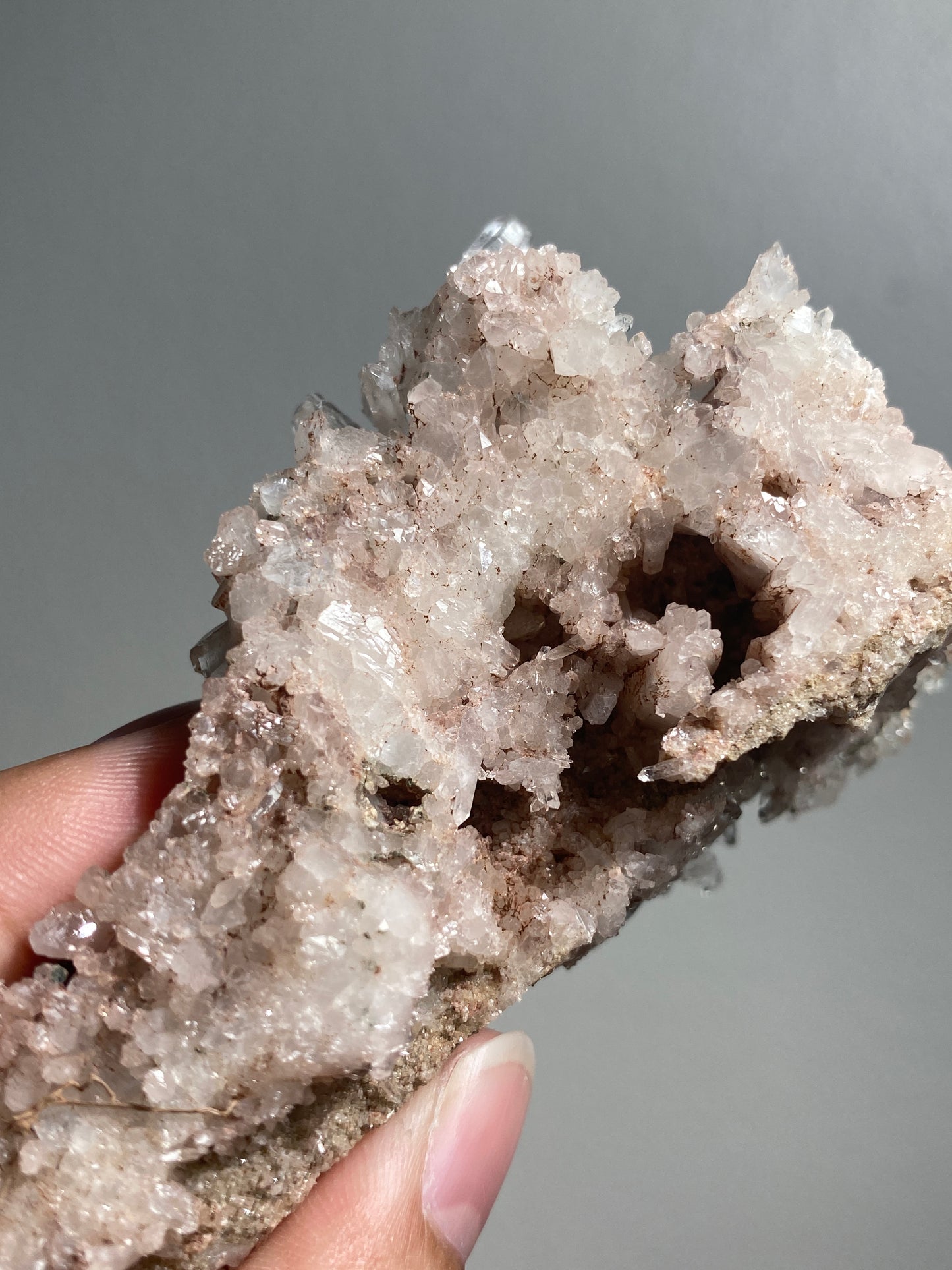 Pink Colombian Lemurian Cluster with Clinochlore