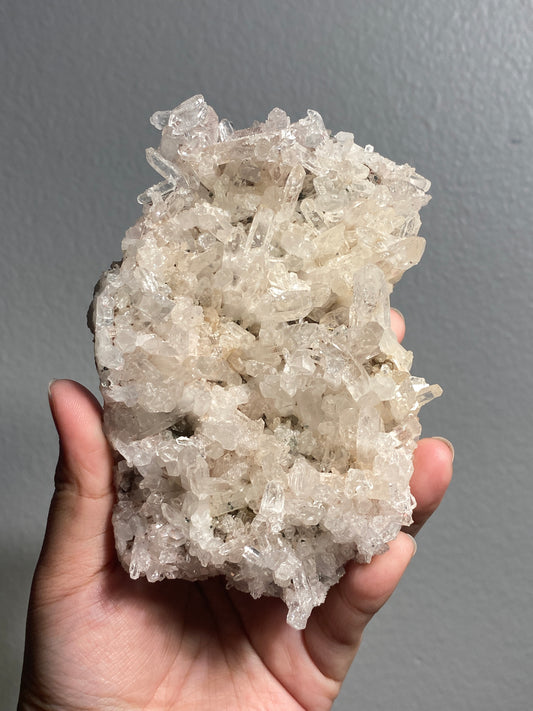 Pink Colombian Lemurian Cluster with Clinochlore